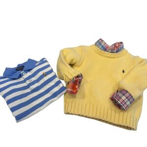 Ralph Lauren Boys 3 PCS Set Polo Shirt, Button Down Shirt & Sweater Sz 4/4T
